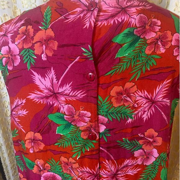 Betsy Lauren 22W Sleeveless Maxi Dress Floral Hawaiian Print 100% Rayon - Picture 5 of 5